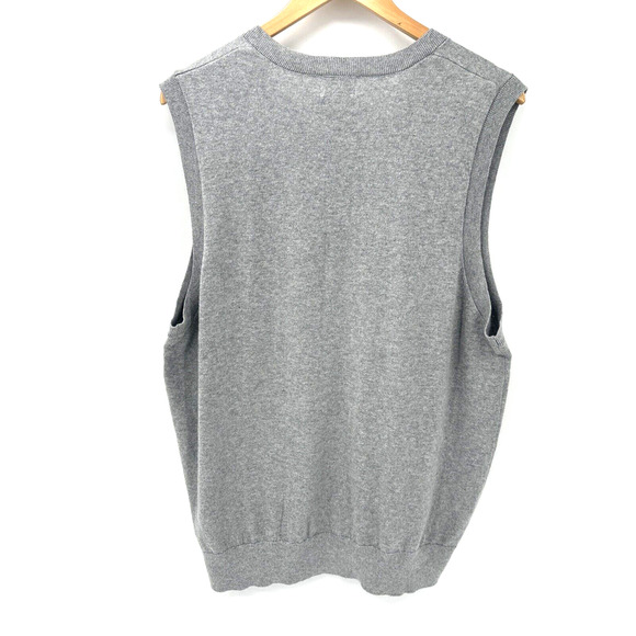 LL Bean Sweater Mens Large Cotton Cashmere Vest Gray Knit Classic V-Neck - Picture 4 of 5